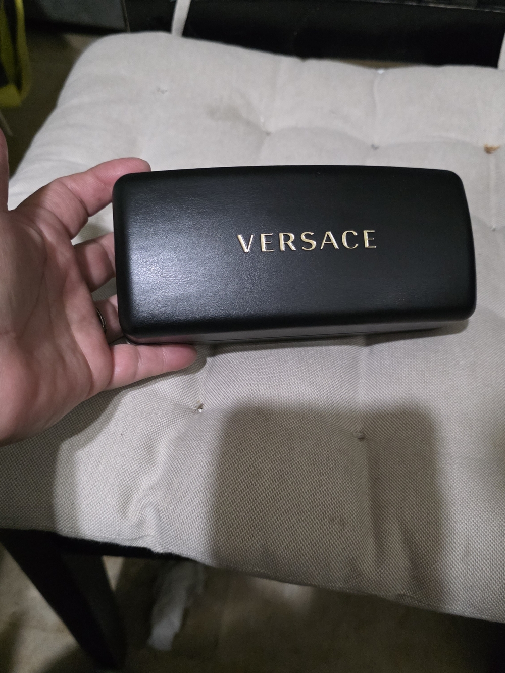 Versace Black Sunglasses Case with Gold Logo Used